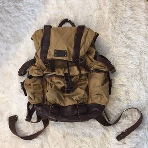LL Bean canvas and leather rucksack